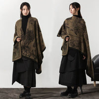 Simple Cashmere Dark Style Split Cloak Warm