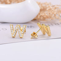 26-letter Zircon Earrings  Uppercase Letters
