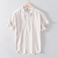 Cotton Breathable Casual Short Sleeve Simple Striped T-shirt