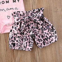 Girls short-sleeved leopard print pants three-piece suit