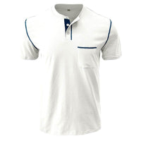 Summer Men's Color Matching Pocket T-shirt Top