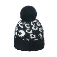 Wool Korean All-match Warm Mink Fur Sleeve Ball Leopard Print Knitted Hat
