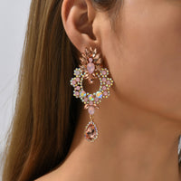 Luxury Full Rhinestone Teardrop Pendant Large Earrings Elegant Fashion Statement Jewelry Women Party Prom Wedding Accessories