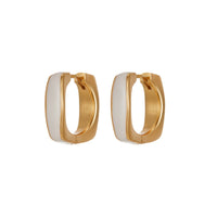 Double-sided Oil Dripping White Ear Clip Simple Exquisite Geometric Square Earrings