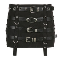 Dark Punk Design Sense Belt Splicing Skirt