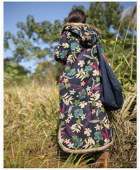 Hooded mid-length cotton coat