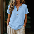 Women's Casual Solid Color Cotton-Linen Short-Sleeve