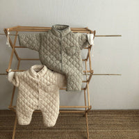 Retro Rhombus Wave Pattern Coat Baby Boy Round Neck All-matching Jumpsuit