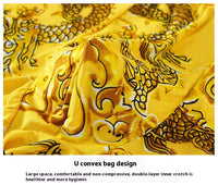 Men's Gold Belt Dragon Print Flower Underwear