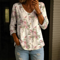 Women's Fashion Round-Neck Printed Plus-Size Shirt