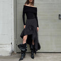 Women's Irregular High Waist Flounced Cotton Skirt