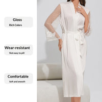 Womens Satin Pajamas Summer Sexy Camisole And Long Robe Two-Piece Loungewear Set