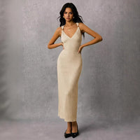 Pleated Waist-cinching Sheath Dress Slip Dress