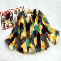 Fox fur round collarless short coat