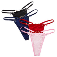 Women's T-back Love Chain Bow Low Waist Seamless Underwear