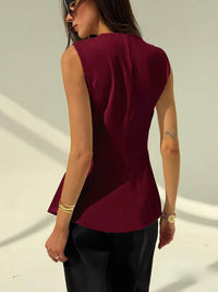 Fashionable Sleeveless Waist-cinching Versatile Button Women's Vest