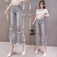 Irregular Heavy Craft Beaded Flared Pants