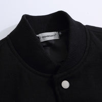 Stitching PU Leather Sleeve Baseball Uniform Men's Ins Fashion Brand Letter Embroidered Jacket