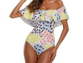 European and American Swimwear Big One Shoulder Shell Print European and American One Piece Bikini