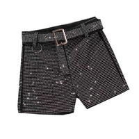 Full Diamond Stretch Jeans Women's Fashion Slim Fit Denim Shorts