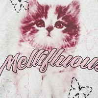 Kitten Animal Print Loose Round Neck Sweater