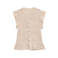 Women's Fashion Laminated Decoration Jacquard Mesh Knitted Top