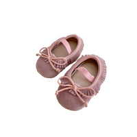 Spring Genuine Leather Baby Girl Shoes Big Bow Covered Fringe Non-slip Wear-resistant Soft Sole Shoes