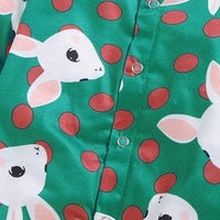 Green cartoon rabbit print hooded turban