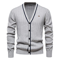Cardigan Men's V-neck Long Sleeve Sweater Trendy Contrast Color