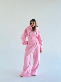 Womens Slim-fit Waist-cinching Hoodie And Drawstring Pants Two-piece Set