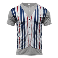 Retro False Two-piece Patchwork Shirt Summer Design Casual V-neck Cardigan