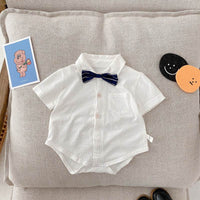 Newborn Short-sleeved Romper Boy Western Style Gentleman Clothes Baby