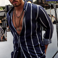 Long Sleeve Shirt Simple Printed Men's Casual Printed Shirt