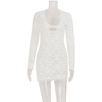 Lace Slightly Sheer Cutout Low-cut Body-hugging Sheath Dress That Flatters
