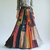 Springautumn 3D Digital-printed Midi A-line Skirt