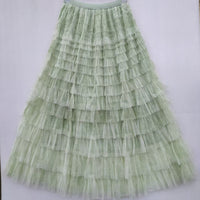 Plus-size Women's Mid-length Tie-dye Ink Print Mesh Skirt