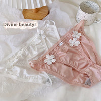 Pure Desire Underwear Women's Silky Embroidered Floral Decorations Low Waist Briefs