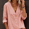 Casual Long-Sleeve V-Neck Regular Cardigan Multi-Colored Womens Top Shirt
