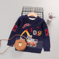 Autumnwinter New Cotton Line Cartoon Bear Excavator Boy's PulloverChildren's Long-sleeved Sweater