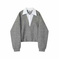 Fake Two Pieces Sweaters Inner Women's Retro Top