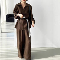 Two-piece Relaxed-fit Casual Pants Set For Women Straight-leg Pants For Women