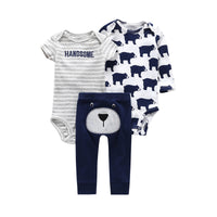 Baby Cartoon Long Sleeve + Short Sleeve Romper + Three-piece Pants