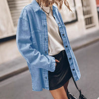 Personalized Large Pocket Loose Denim Shirt