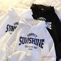 Retro Alphabet Printed Hoodie Fleece Padded Coat