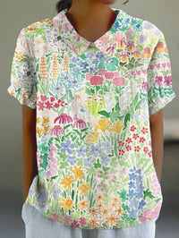 Summer Short Sleeve Printed Pullover Shirt