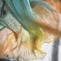 Blue Gradient Organ Pleated Large Wave Laser Organza Water Light Yarn Pleated Gown Fabric Designer Fabric
