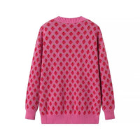 Stylish Minimalist Versatile Strawberry Jacquard Knit Sweater