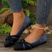 Womens Fashionable Slip-on Breathable Flat Shoes With A Bow