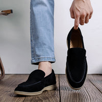 Autumn New Shallow Mouth Loafers Men Suede Slip-on