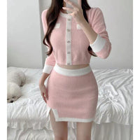 Chanel-style Sweater And Sheath Skirt For Women